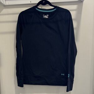 Under Armour Black Long-Sleeve Crew with Teal Trim
